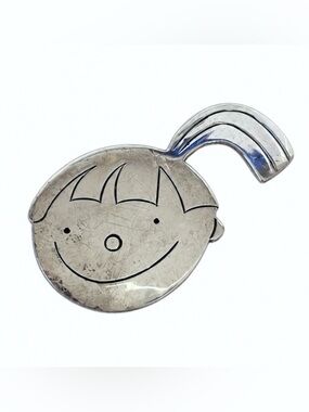 Vintage Sterling Silver 925 Mexico Cartoon Girl Face Brooch Pendant